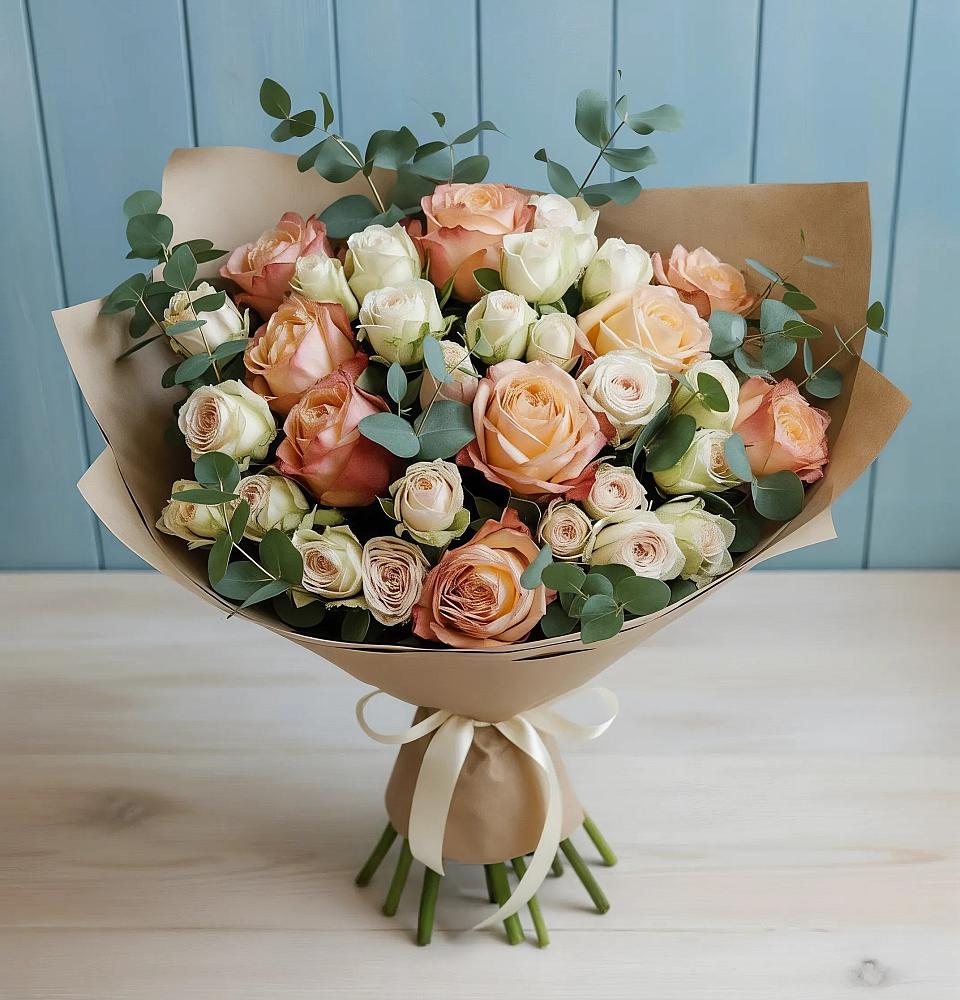 Букет цветов из: Альстромерии и Розы в Каменке Пензенской области