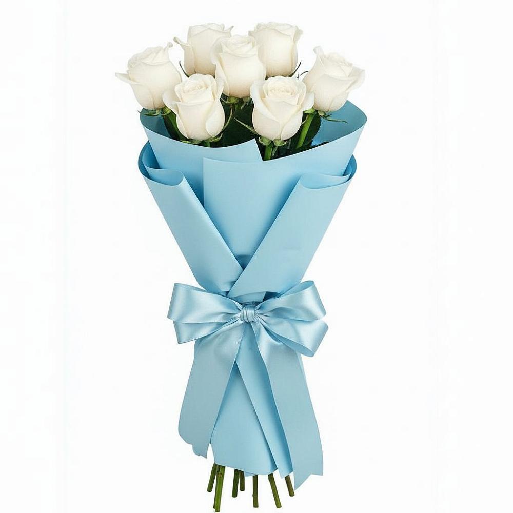 Букет 7 белых роз Проуд в Каменке Пензенской области