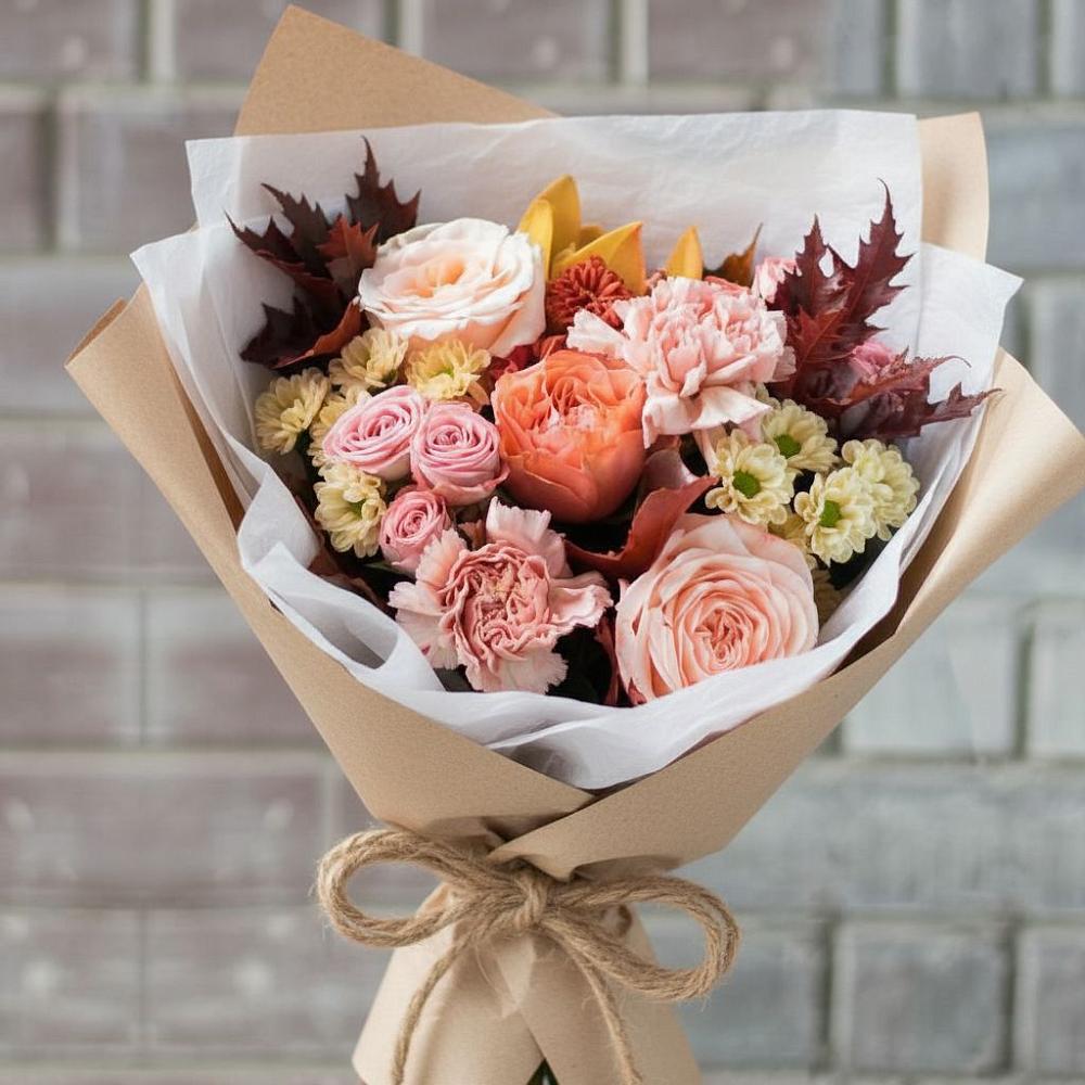 Букет цветов из: Гвоздики, Хризантемы и Розы в Каменке Пензенской области