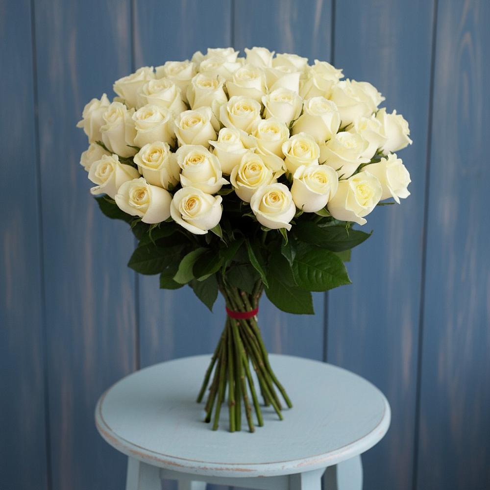 Букет 51 Белая роза Эдлесс Лав в Каменке Пензенской области