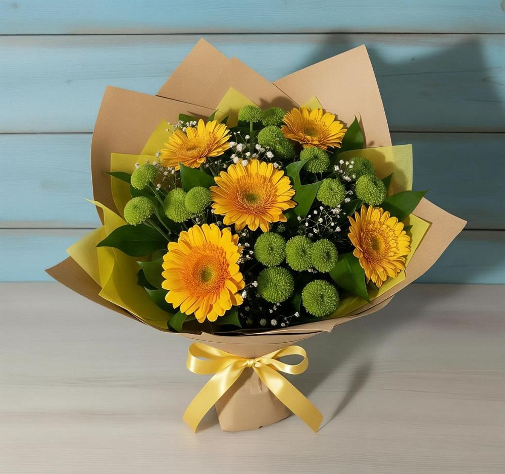 Букет цветов из: Герберы и Хризантемы в Каменке Пензенской области
