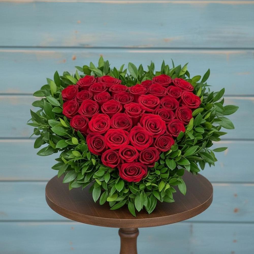 Цветочная композиция из Розы в виде сердца в Каменке Пензенской области