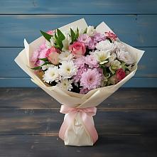 Букет цветов из:  Хризантемы, Альстромерии и Розы в Каменке Пензенской области