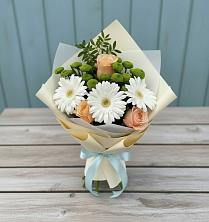 Букет цветов из:  Герберы, Розы и Хризантемы в Каменке Пензенской области