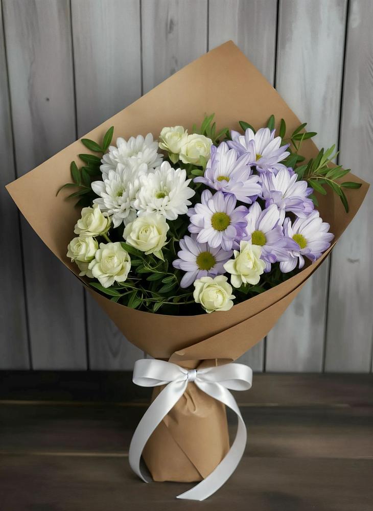 Букет цветов из: Хризантемы и Розы в Каменке Пензенской области